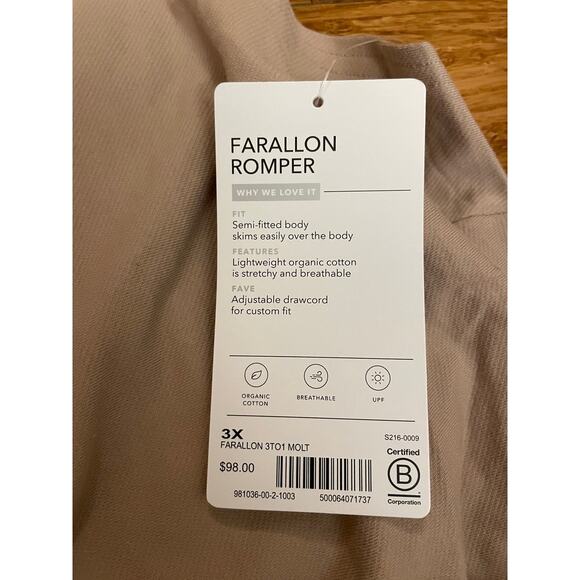 Athleta Farallon Printed Romper Mocha Latte Sz. 3X NWT $98 Travel Organic Cotton - Picture 4 of 5